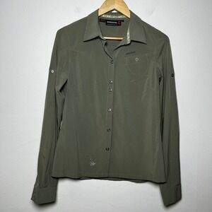 Rossignol Loa Long Sleeve Button Down Shirt in Mid Khaki Roll Sleeve size medium